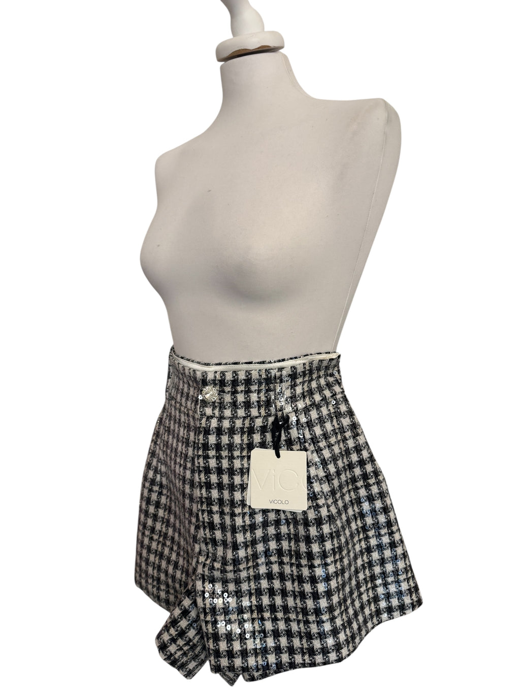 Short bco/nero paiettes