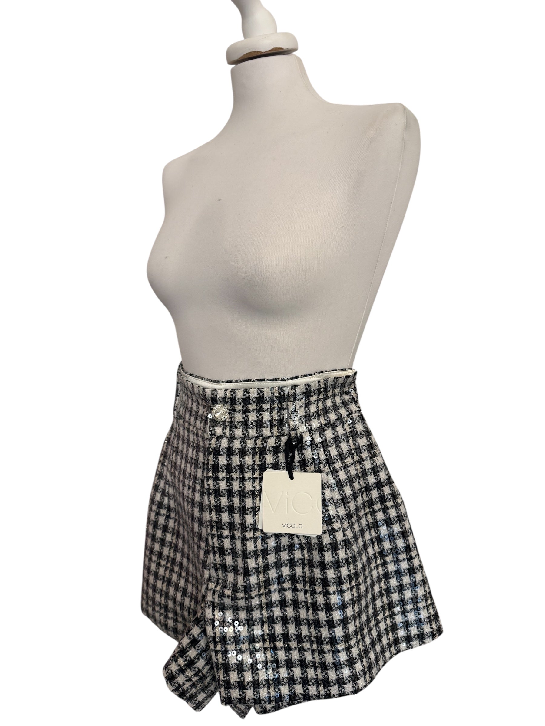 Short bco/nero paiettes