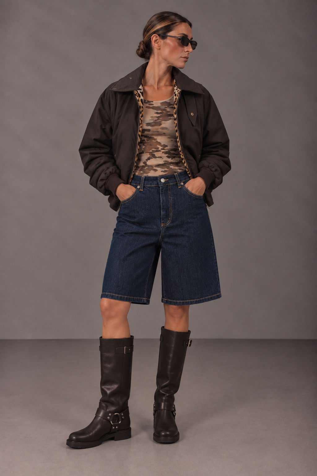 Bomber moro con manica arricciata