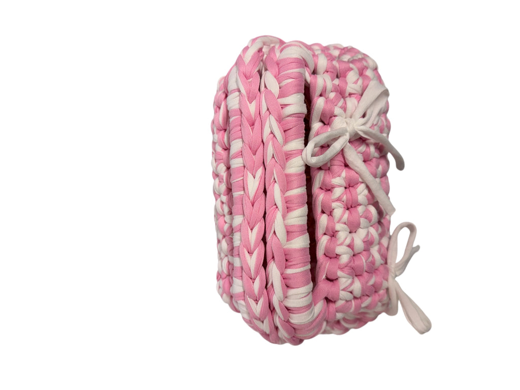 Crochet “Amelia” panna/rosa