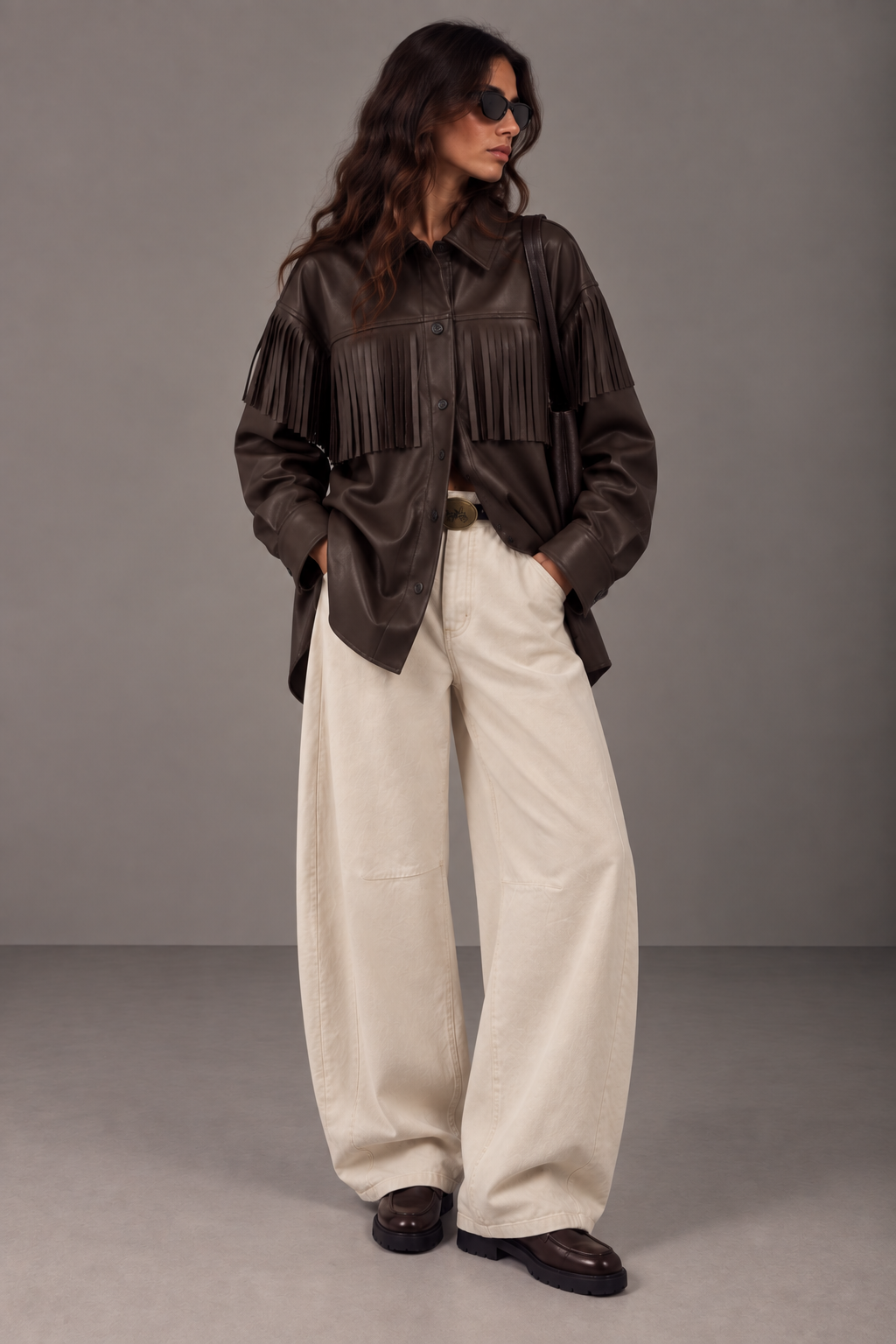 Giacca/ Camicia con frange in ecopelle
