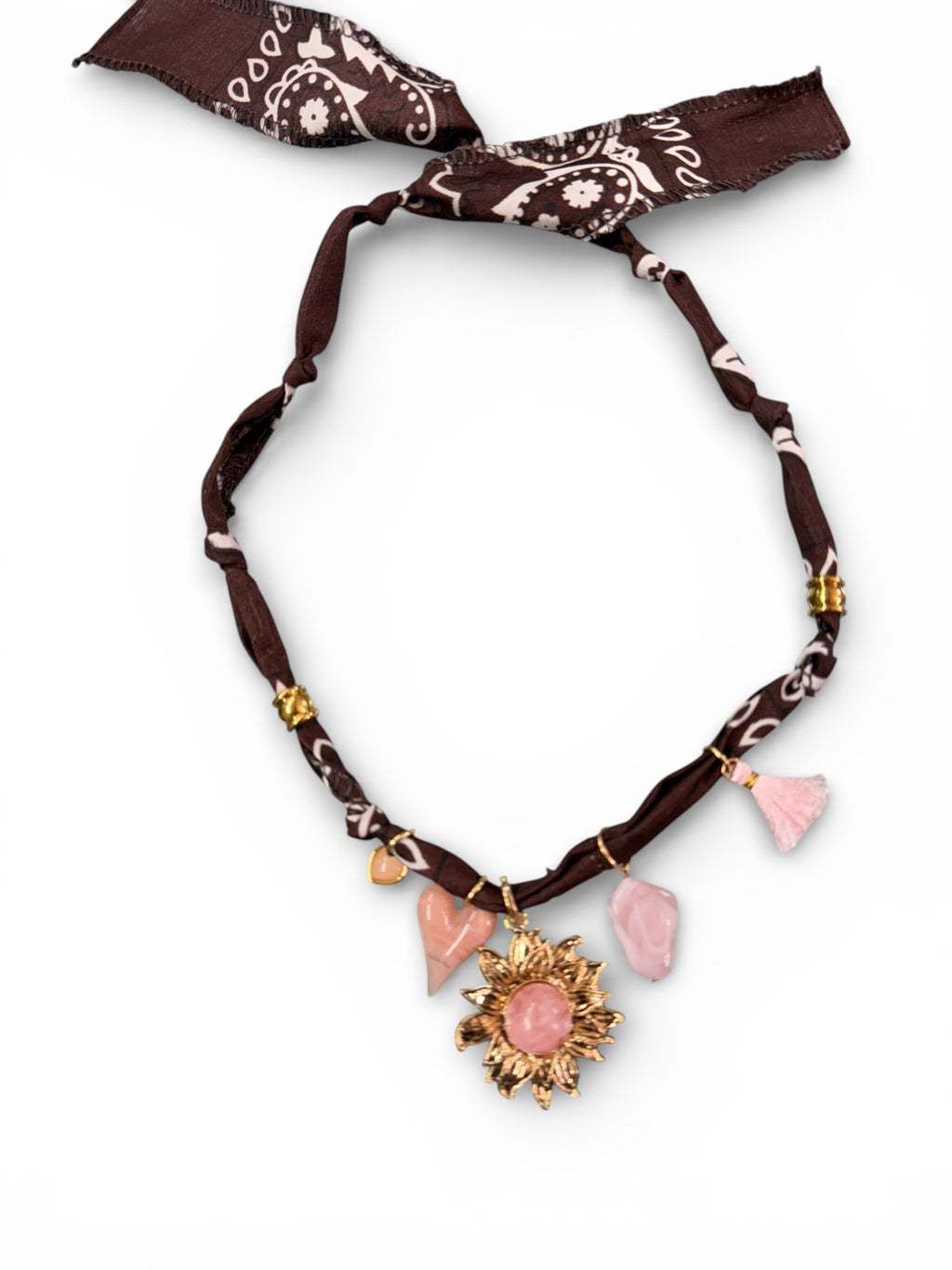Necklace Bandana moro ciondolo rosa/fiore