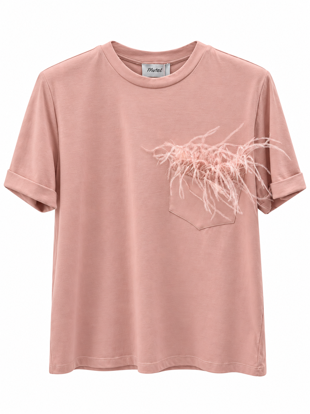 T-shirt con piuma nel taschino