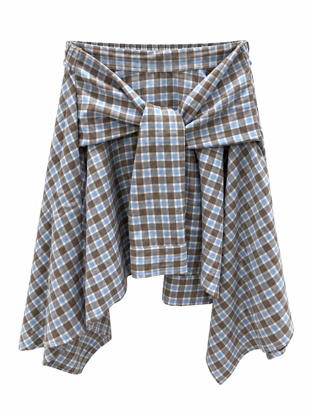 Gonna check con nodo camicia moro/azzurro/panna