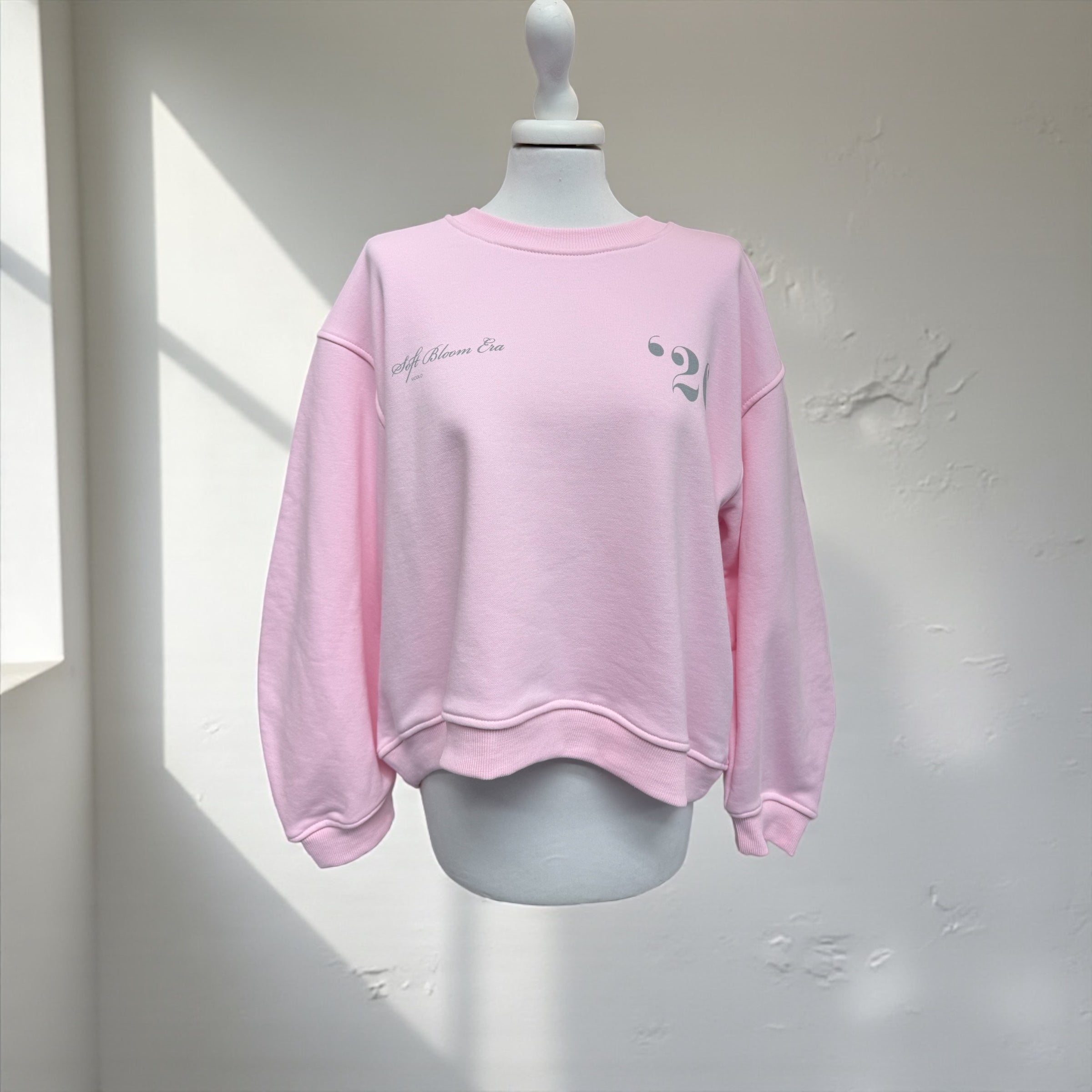 Felpa rosa scritta grigia