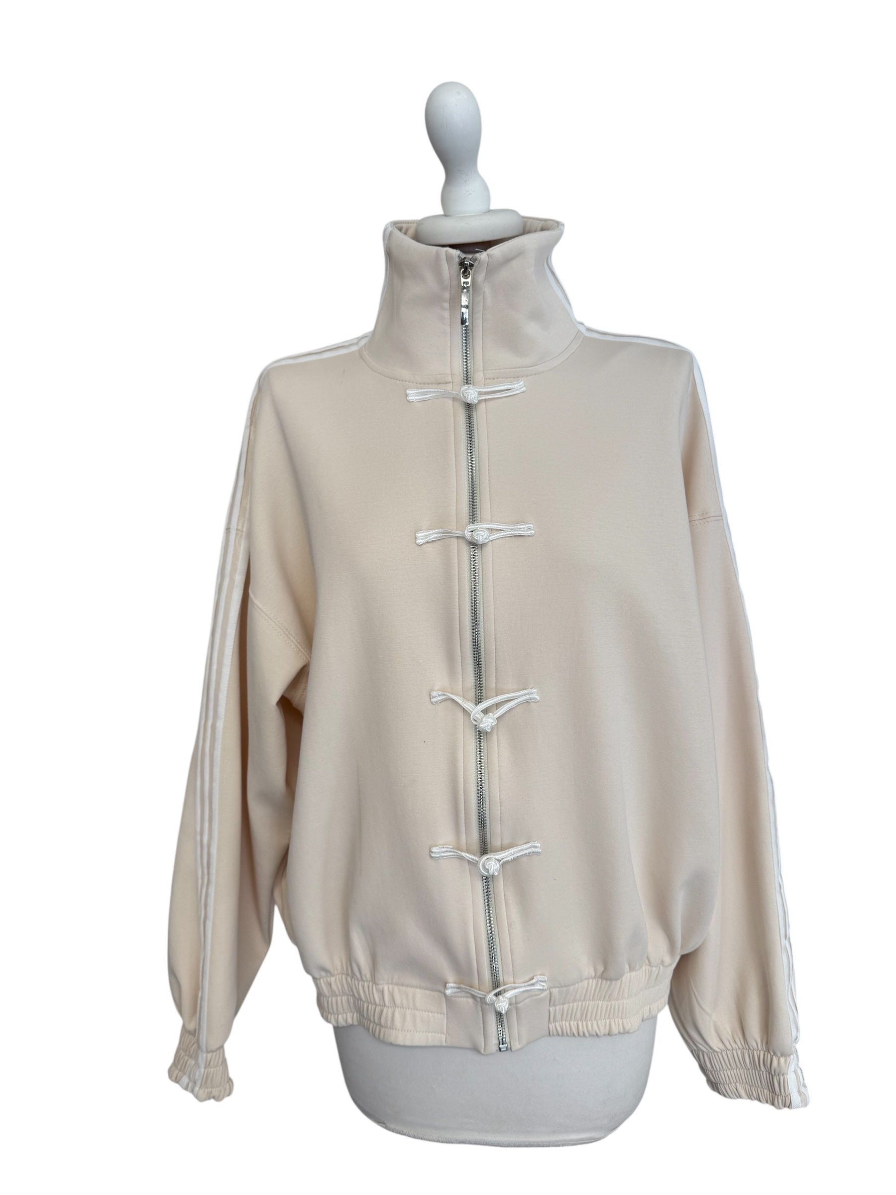 Felpa alamari banda laterale crema