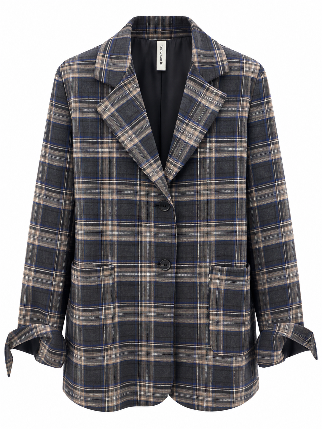 Giacca check over con manica larga