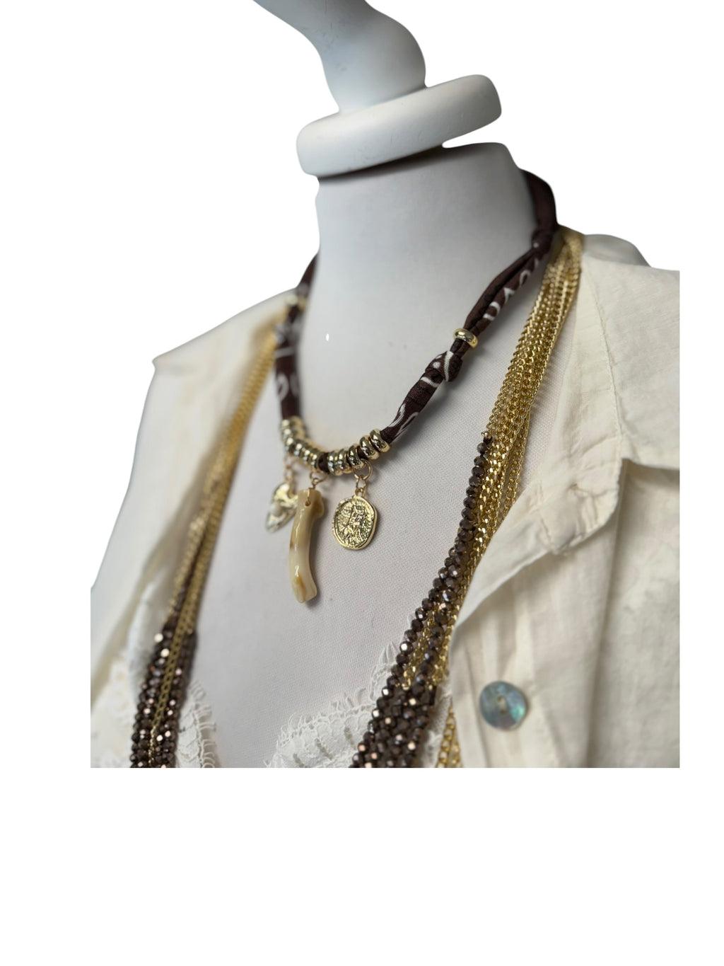 NECKLACE BANDANA MORO CORNO PANNA