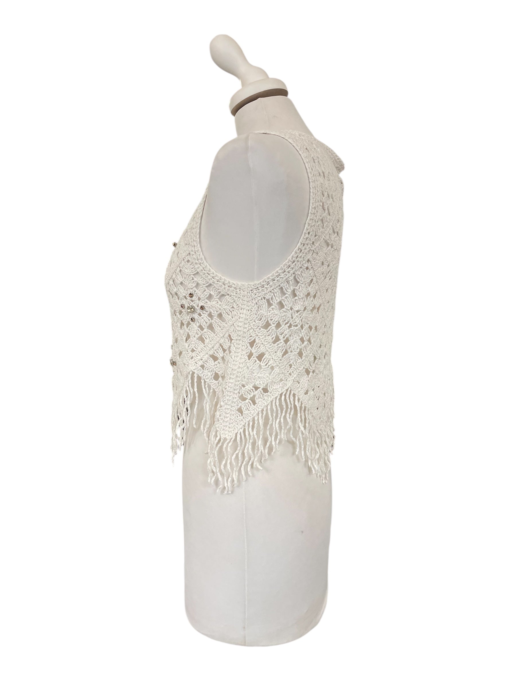 Top macramè con frange
