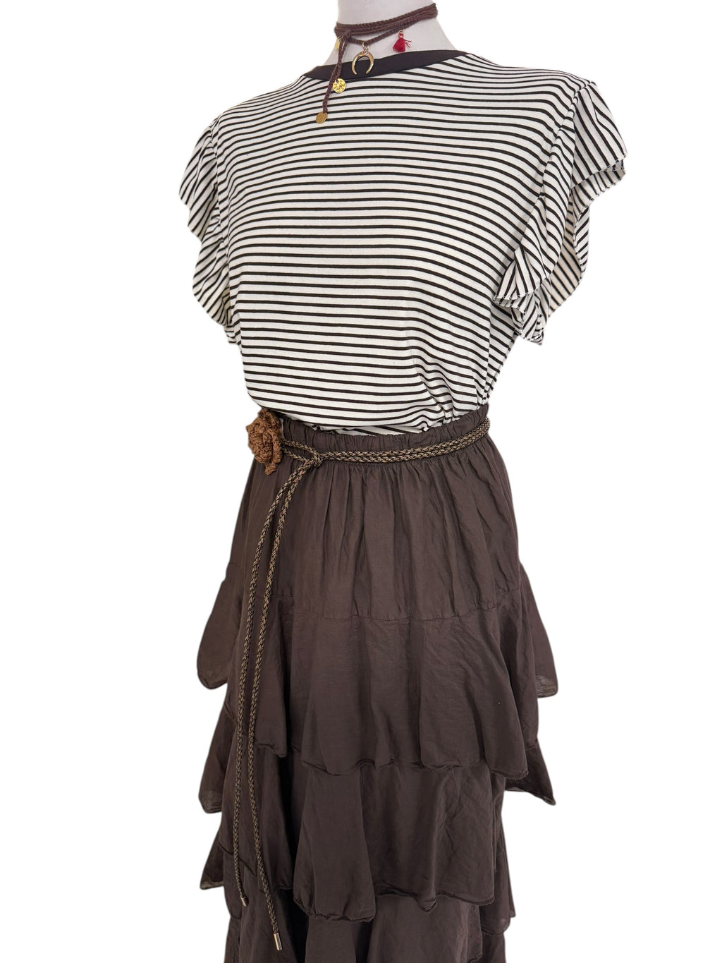 T-shirt righe con rouches