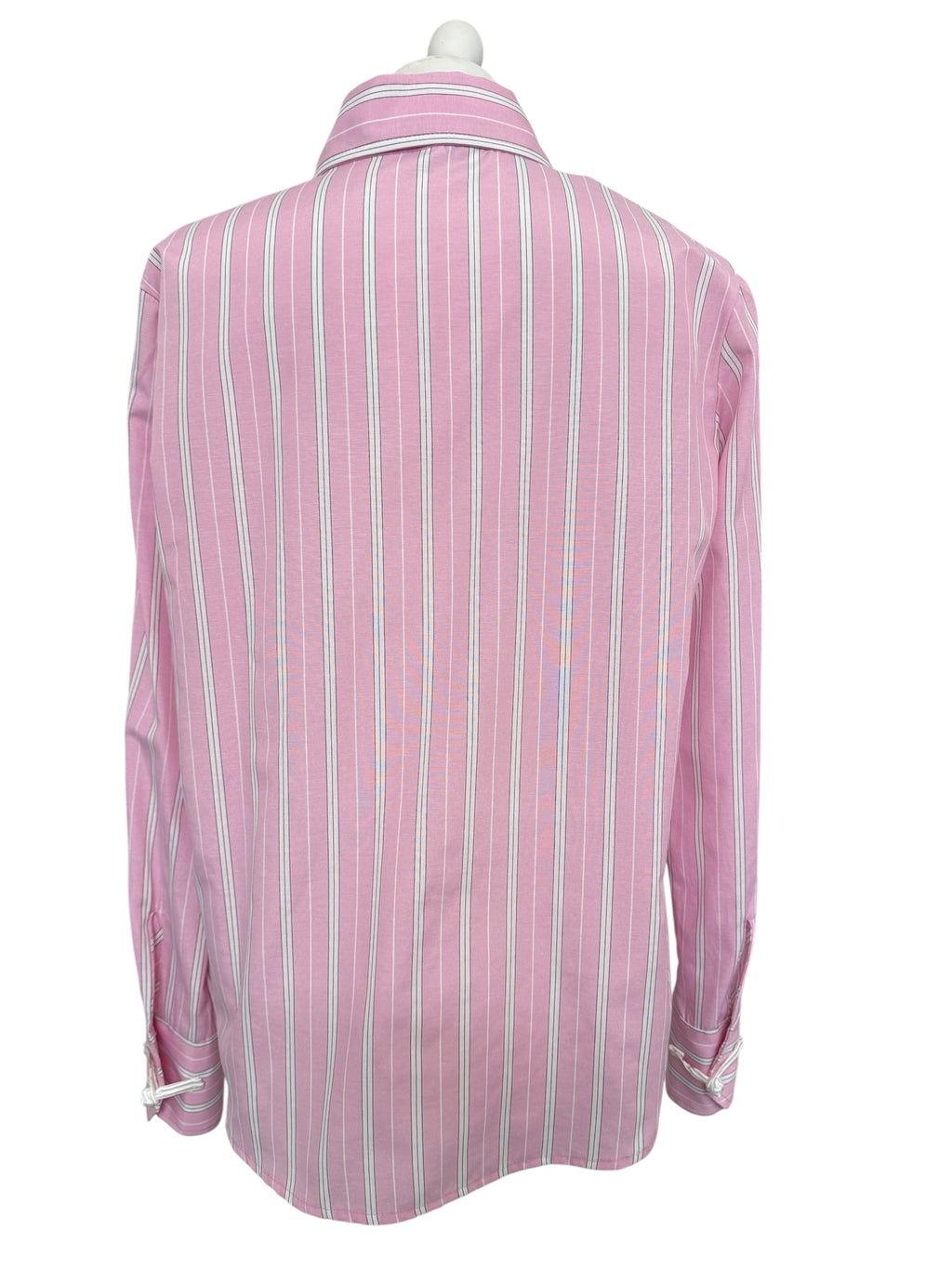 Camicia rigata rosa con alamari