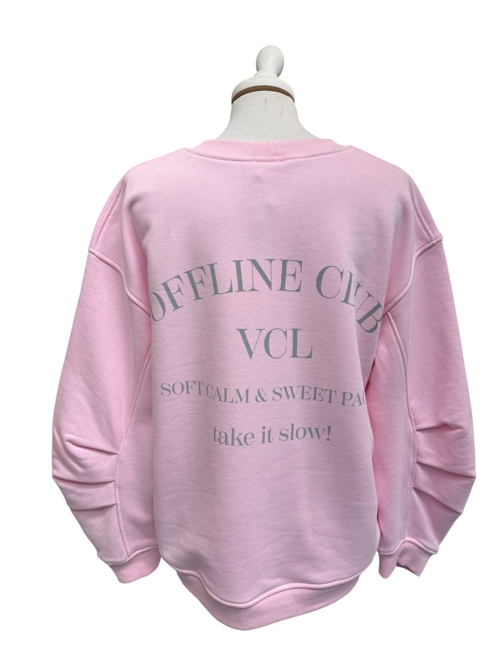 Felpa rosa scritta grigia