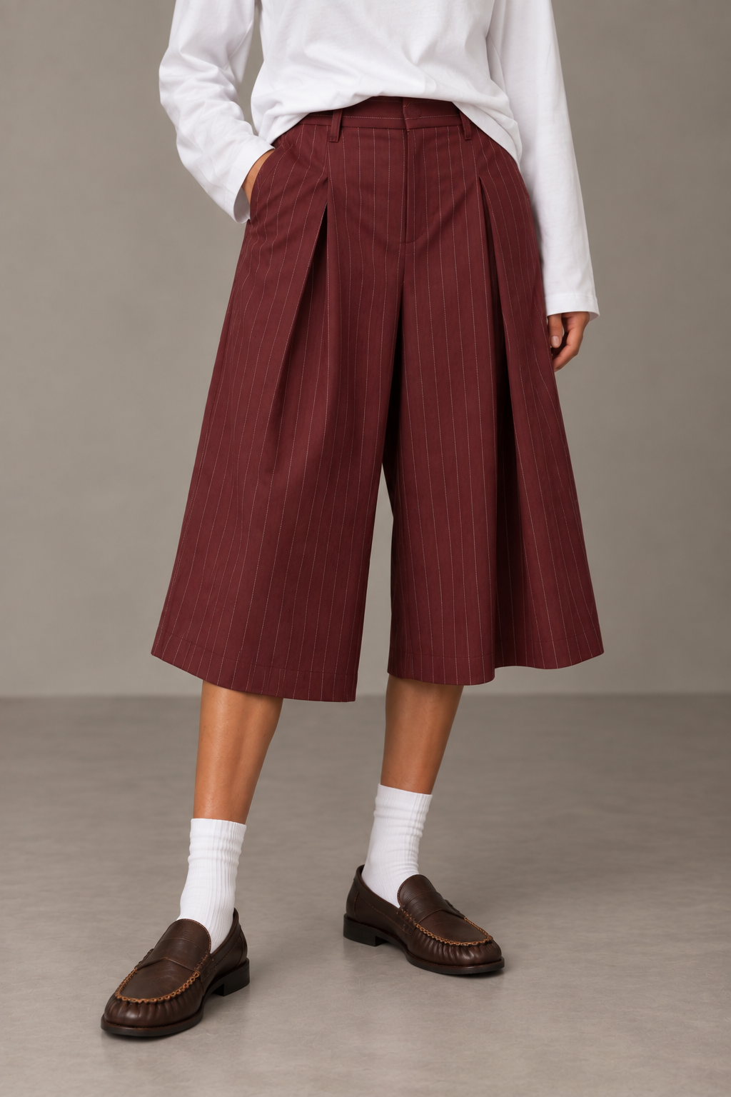 Bermuda gessato bordeaux