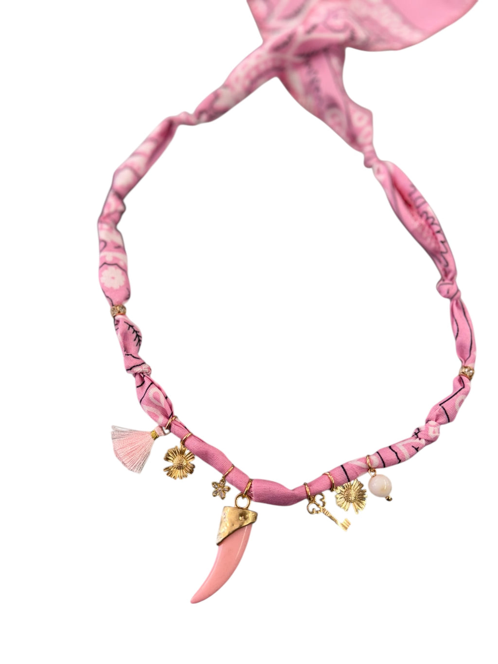 NECKLACE BANDANA ROSA CORNO