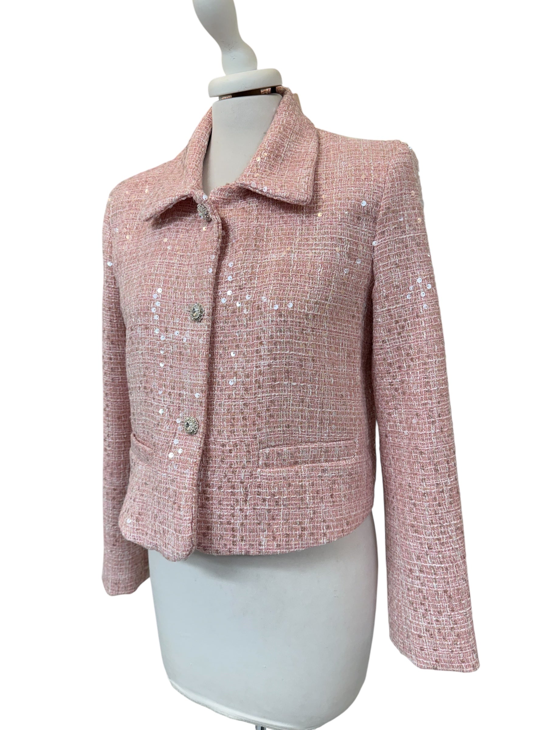 Giacca chanel rosa con paiettes