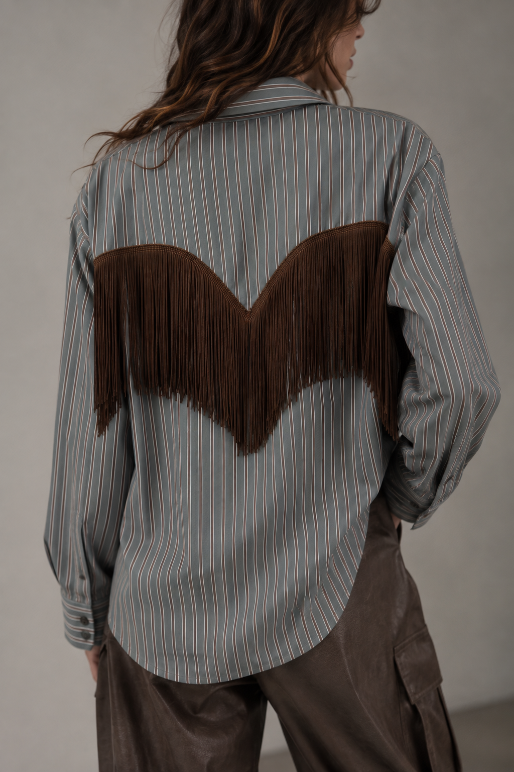 Camicia frangia verde/ moro