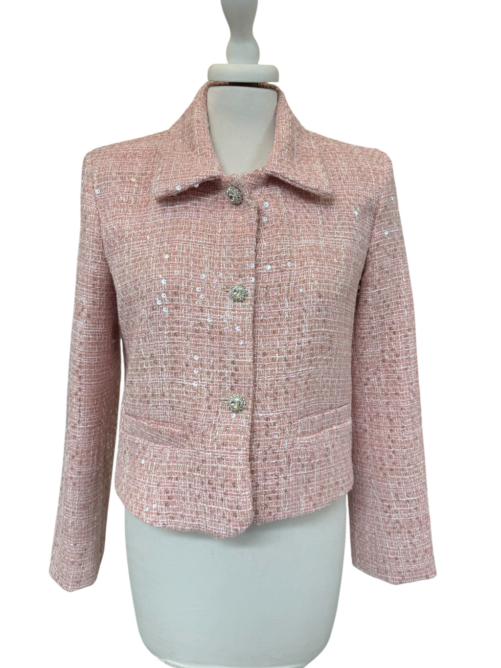 Giacca chanel rosa con paiettes