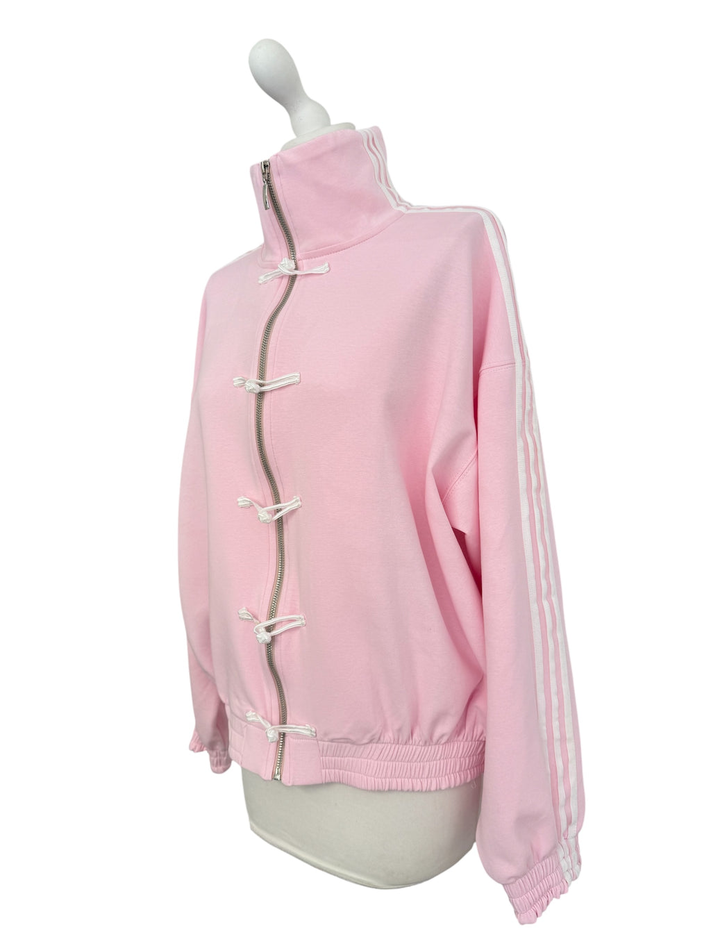 Felpa rosa alamari banda laterale