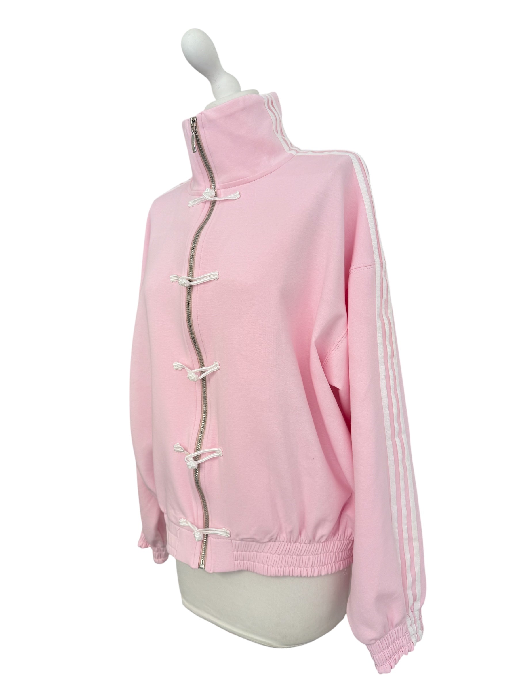 Felpa rosa alamari banda laterale