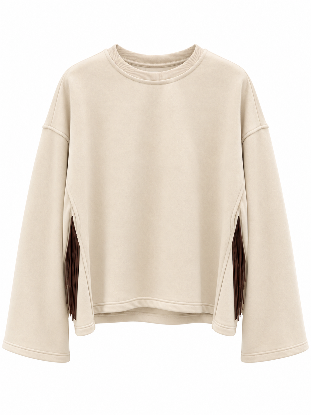 Maglia burro frange cuoio