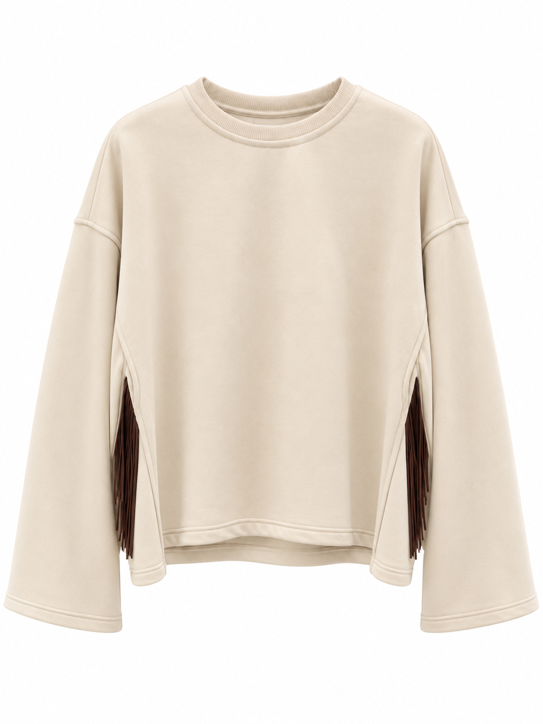 Maglia burro frange cuoio