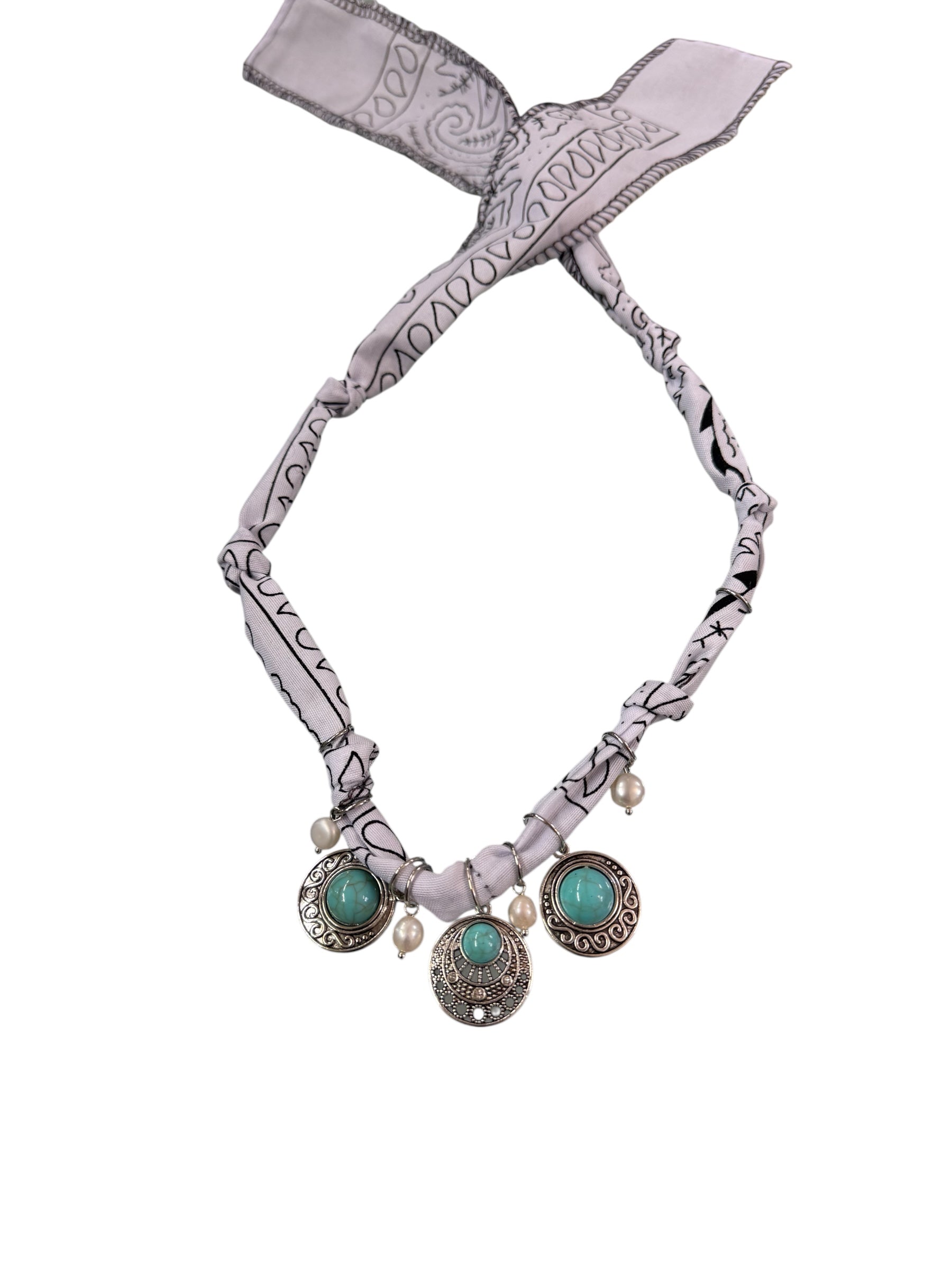 Necklace Bandana bianco/Turchese Rodi
