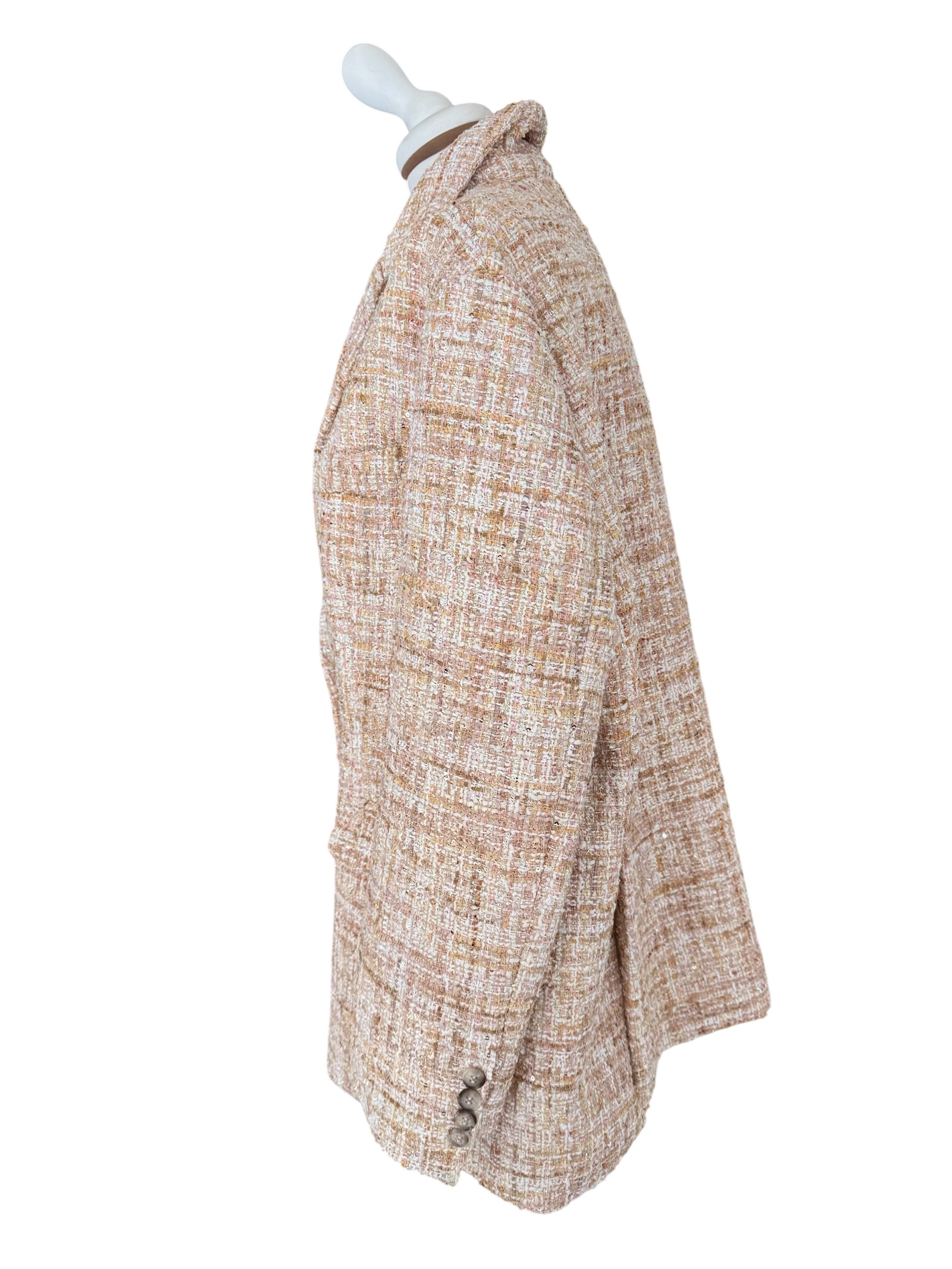 Giacca boucle paiettes panna/rosa/beige