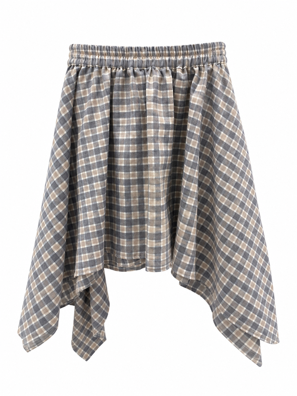 Gonna check nodo camicia beige/grigio/panna