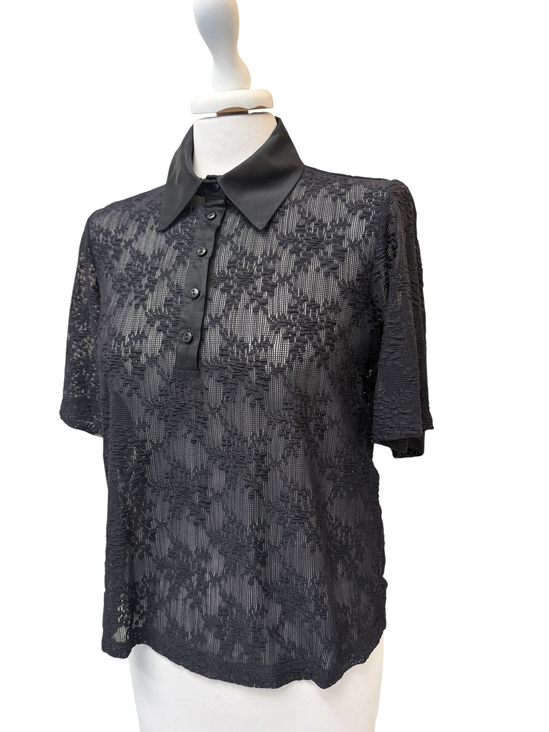 Polo in pizzo nero