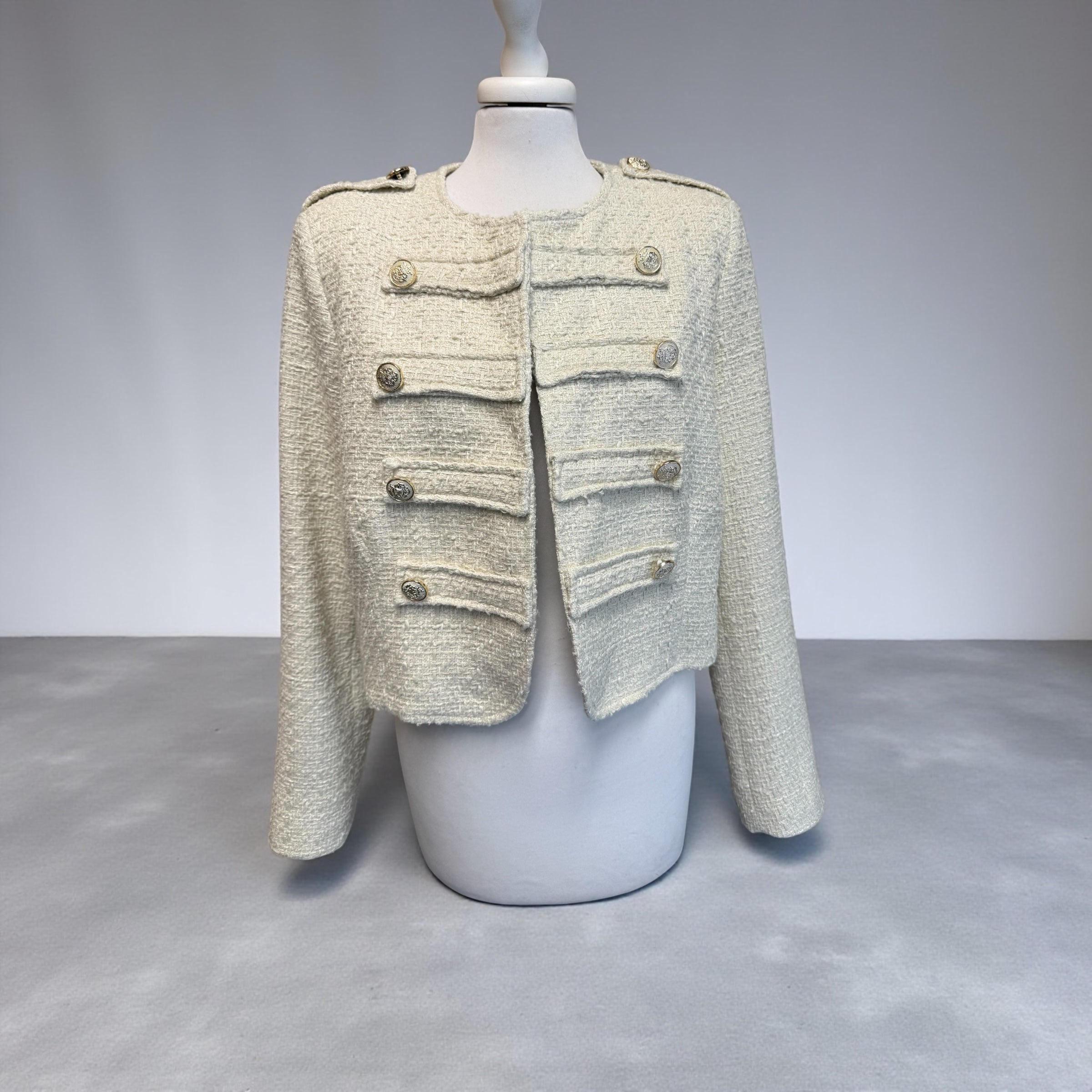 Giacca panna motivo militare