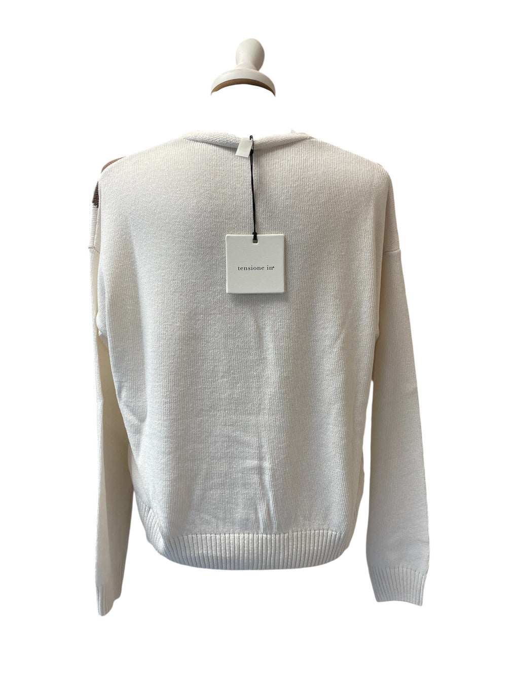 Cardigan rombi strass panna/rosa/moro