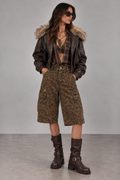Giubbotto bomber moro con eco pelliccia removibile