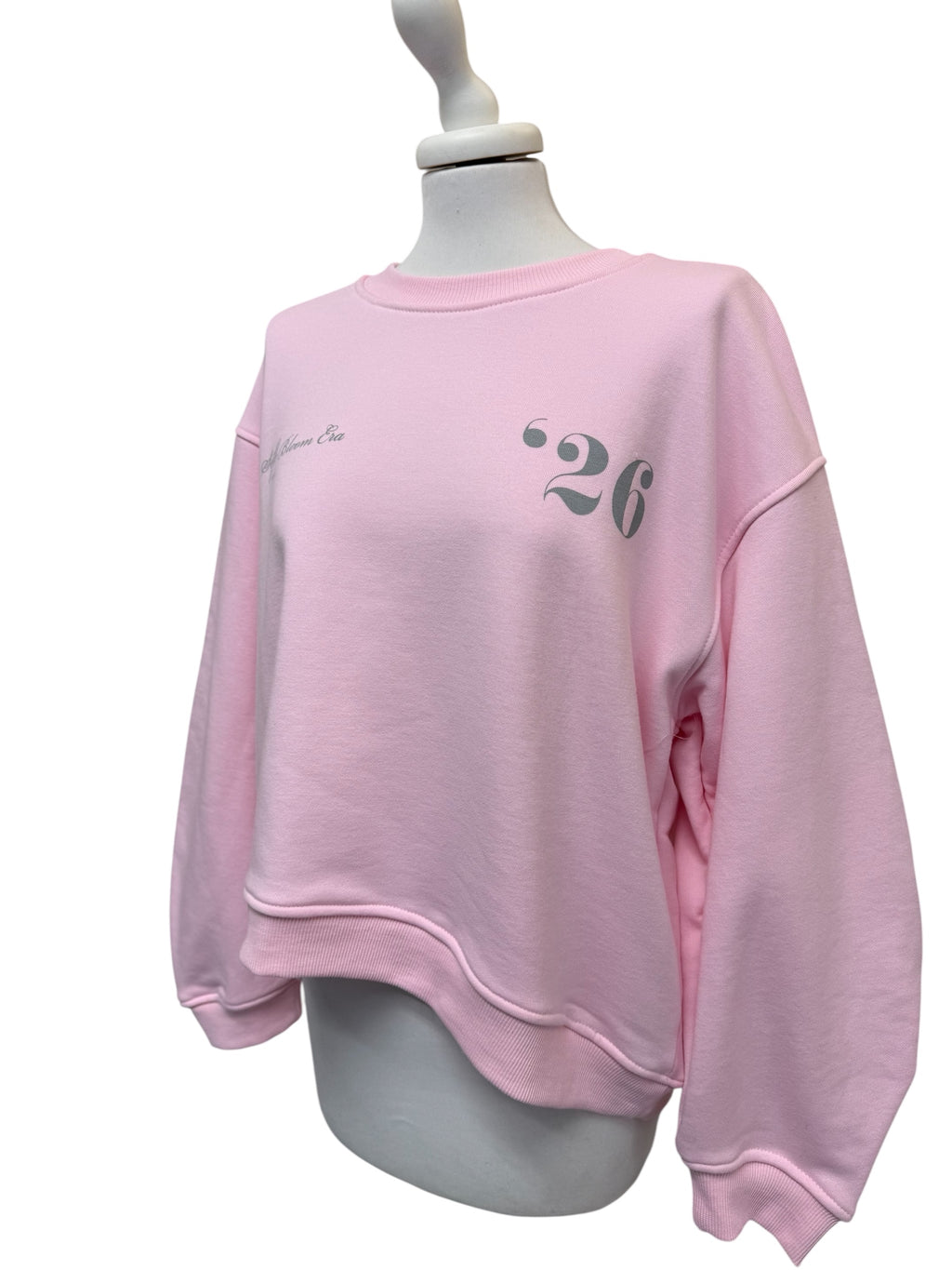 Felpa rosa scritta grigia