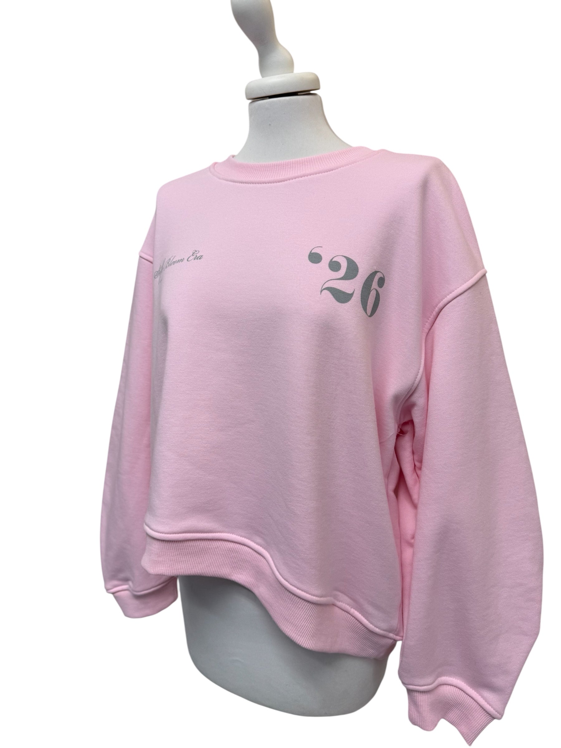 Felpa rosa scritta grigia