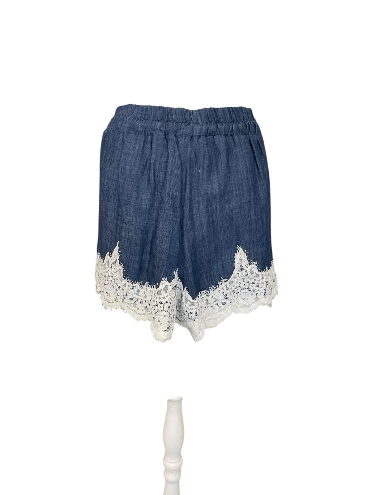 Pantaloncino denim pizzo