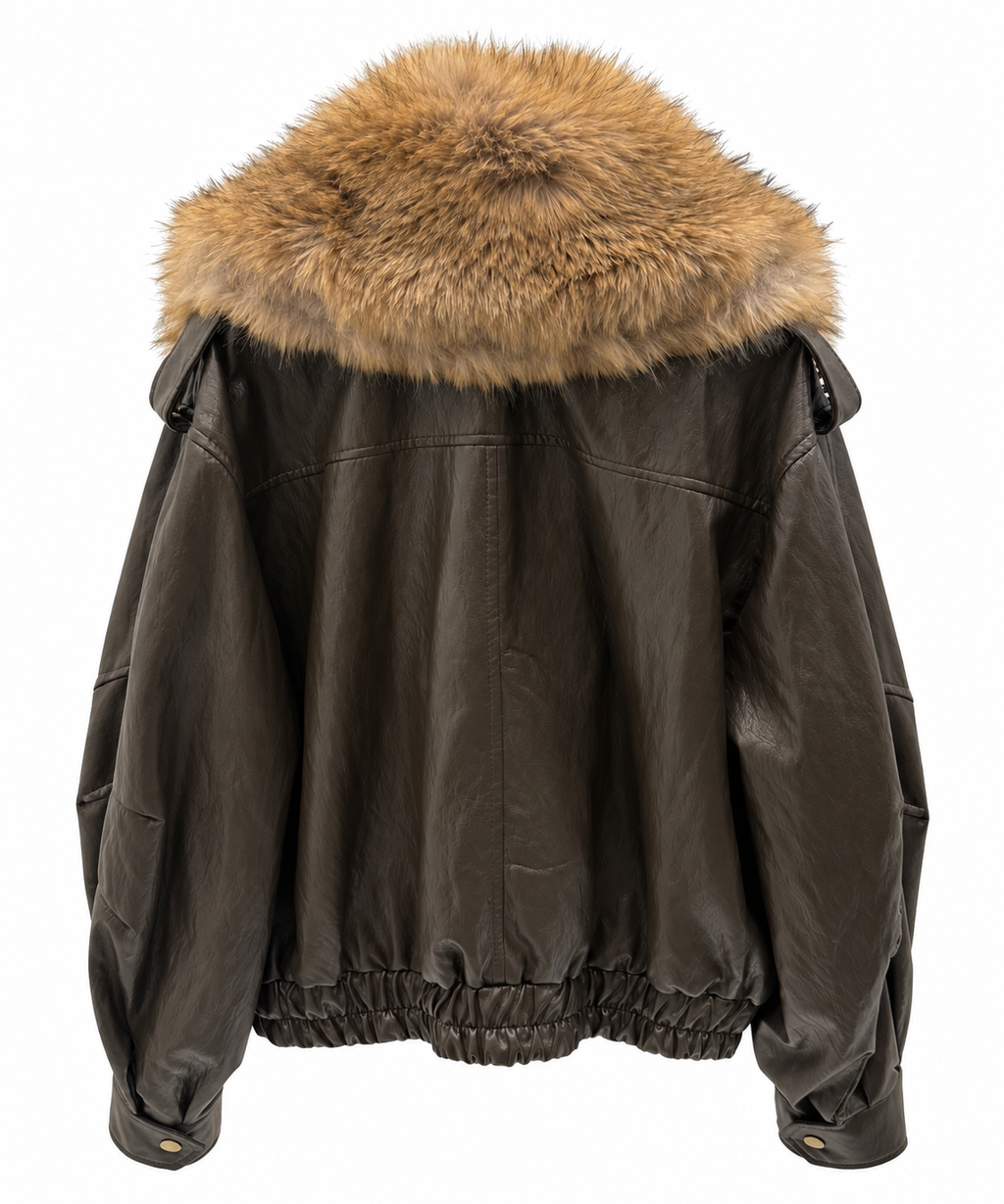 Giubbotto bomber moro con eco pelliccia removibile