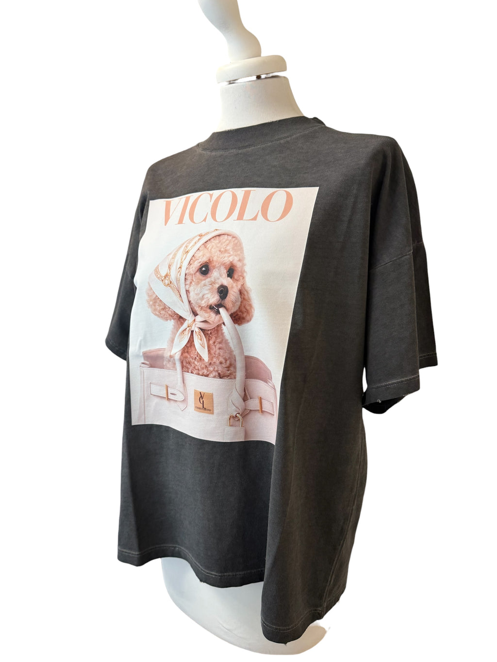 T-shirt grigio stampa