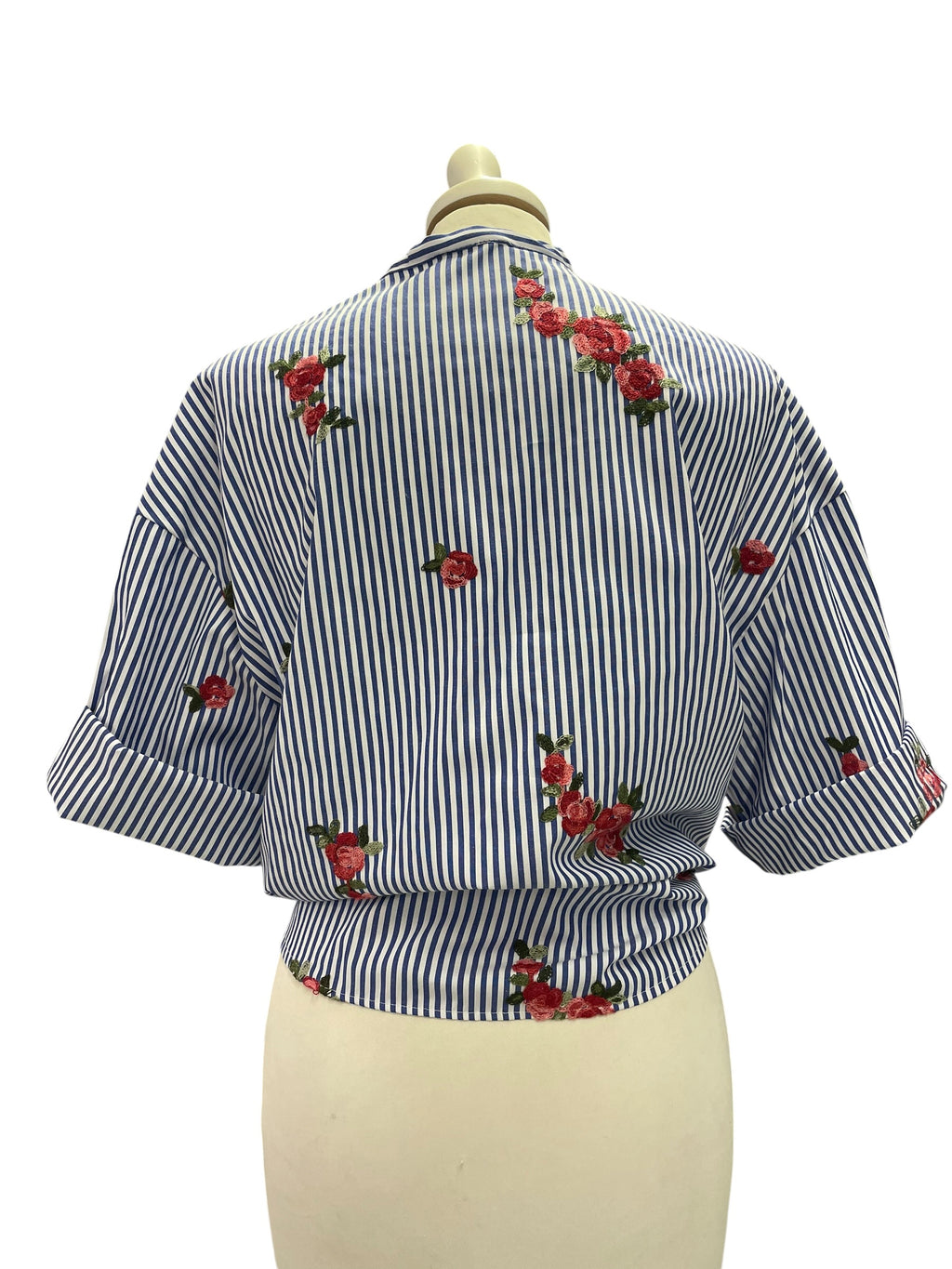 Camicia gessata ricamata taglia unica