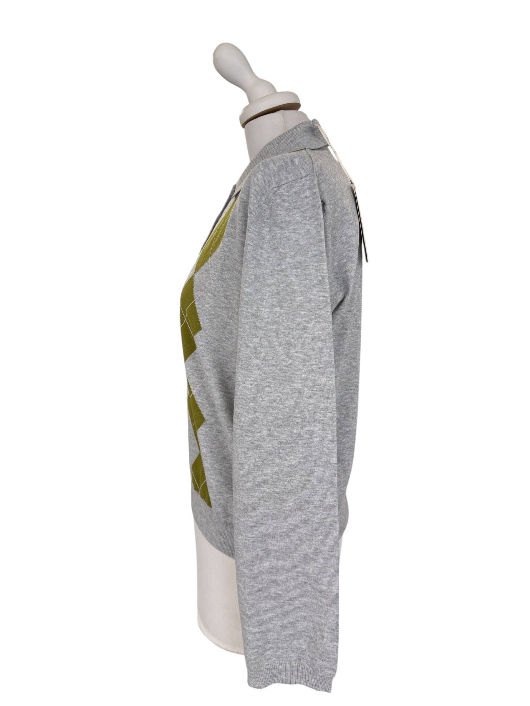 Polo rombi grigio/verde/panna/rosa