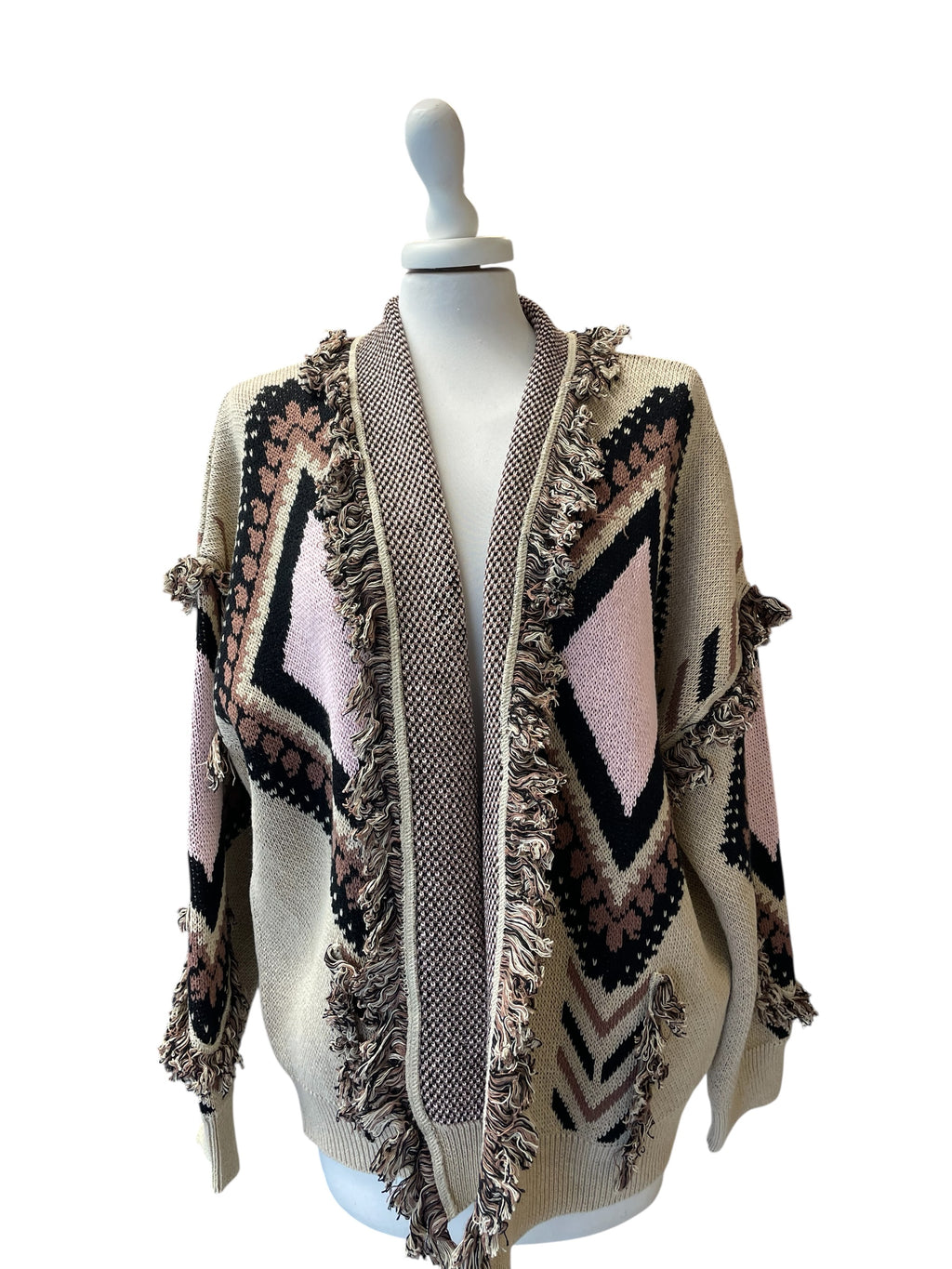 Cardigan alanui rosa/beige/nero
