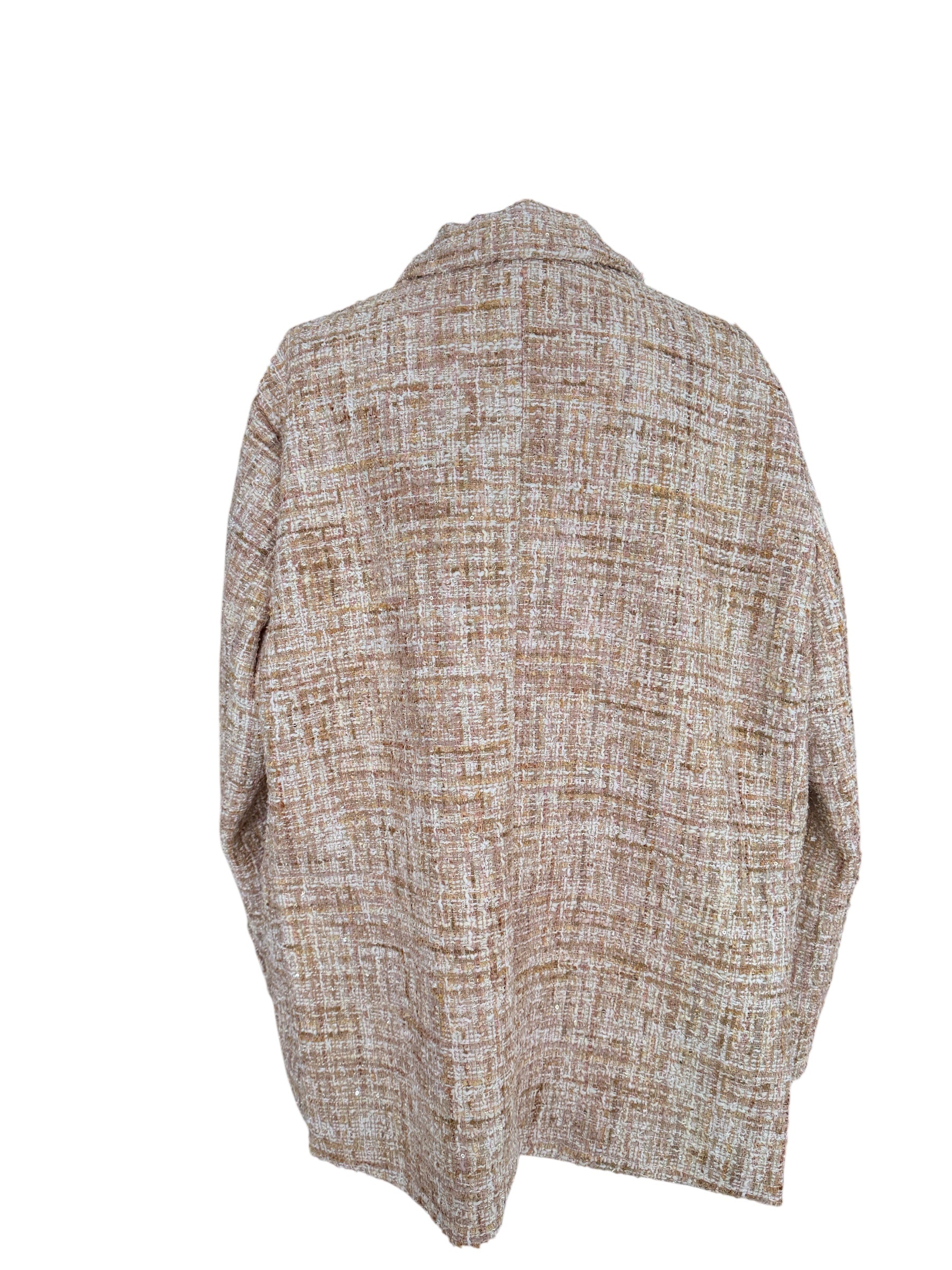 Giacca boucle paiettes panna/rosa/beige