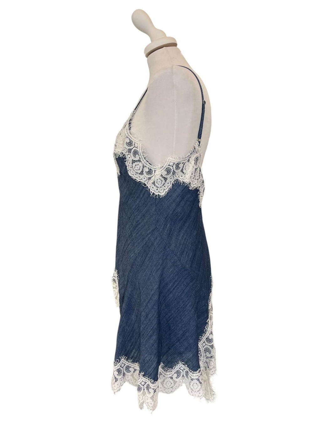 Top denim pizzo