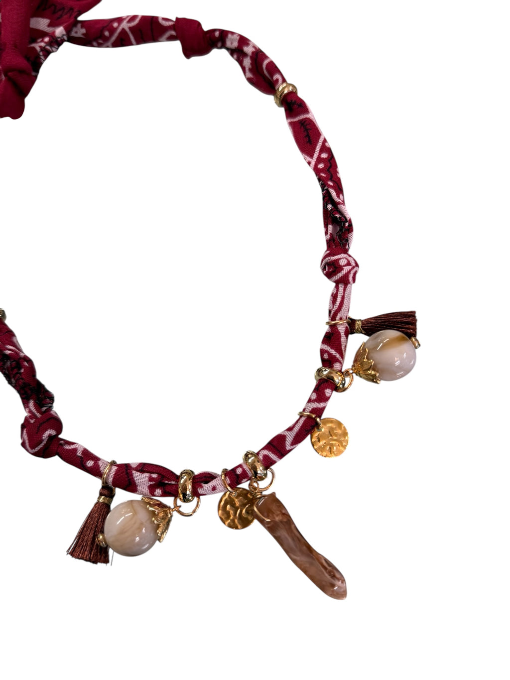 Necklace Bandana bordeaux / corno moro