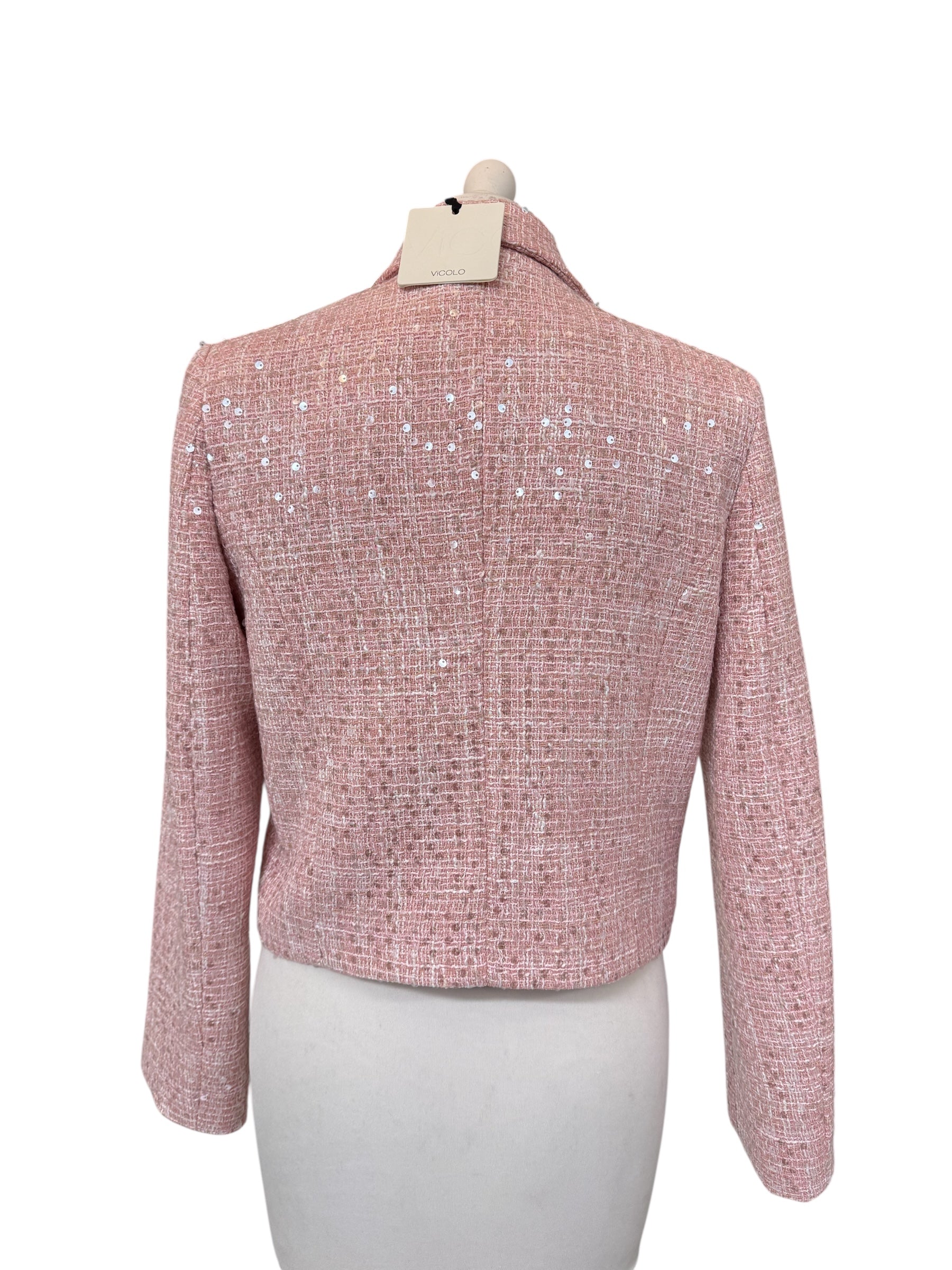 Giacca chanel rosa con paiettes
