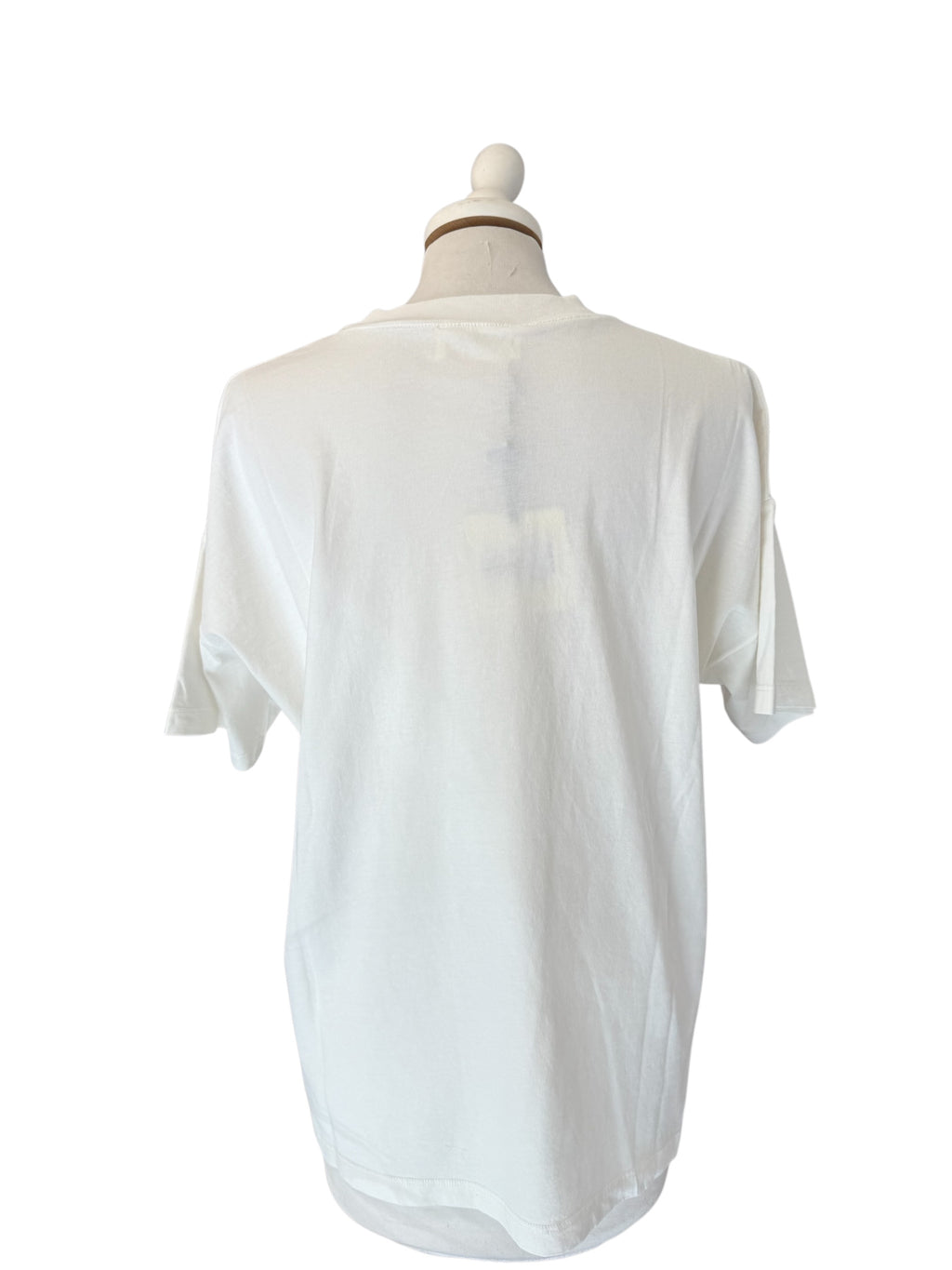 T-shirt over bianca stampa rigata