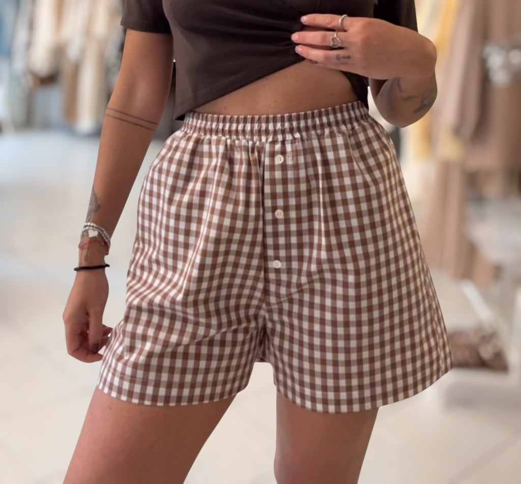 Short vichì marrone/panna
