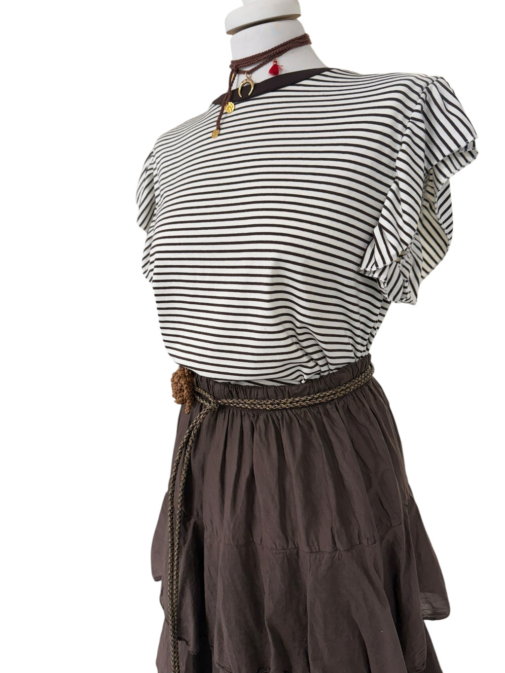 T-shirt righe con rouches