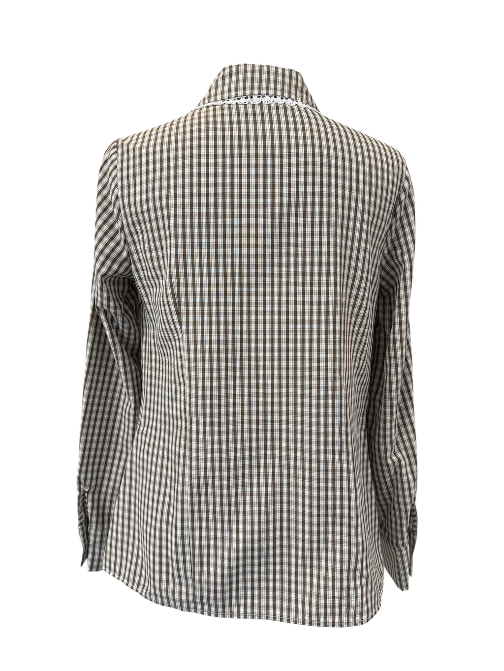 Camicia quadretti beige/bco con pizzo