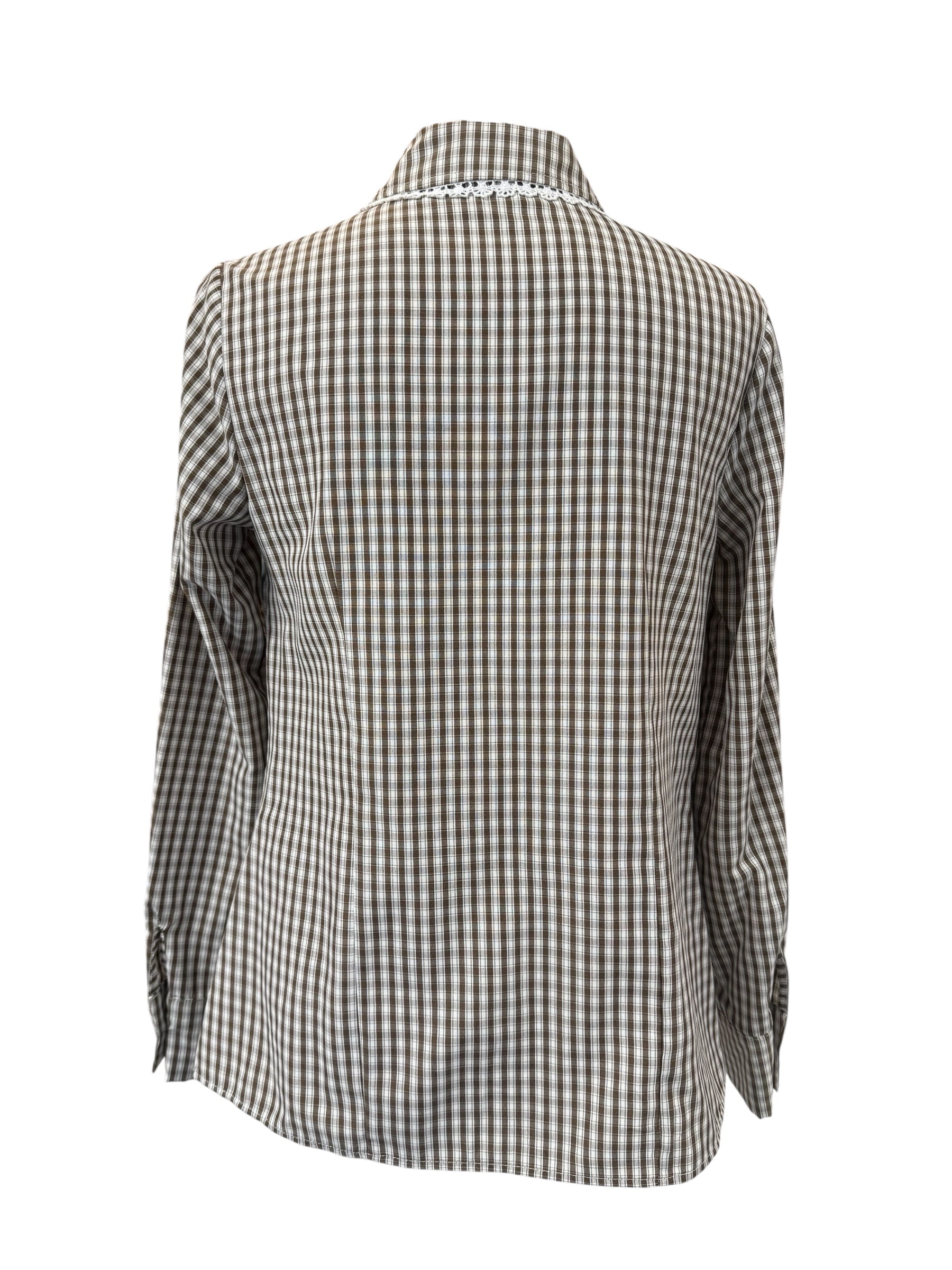 Camicia quadretti beige/bco con pizzo