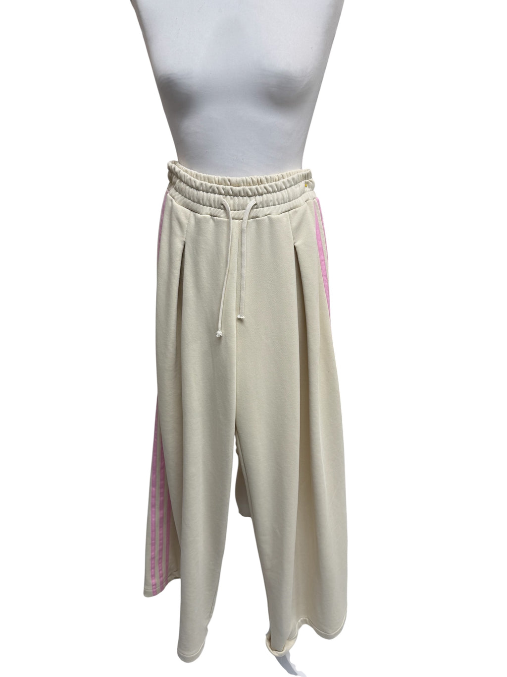 Pantalone panna/rosa bande laterali